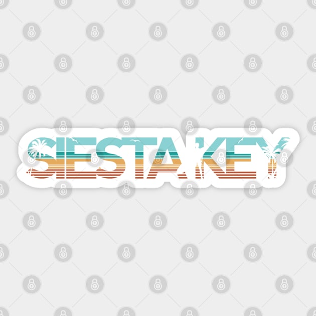 Siesta Key Florida Beach Retro State Summer Keys Vintage Miami Orlando FL Sun Sticker by Shirtsurf